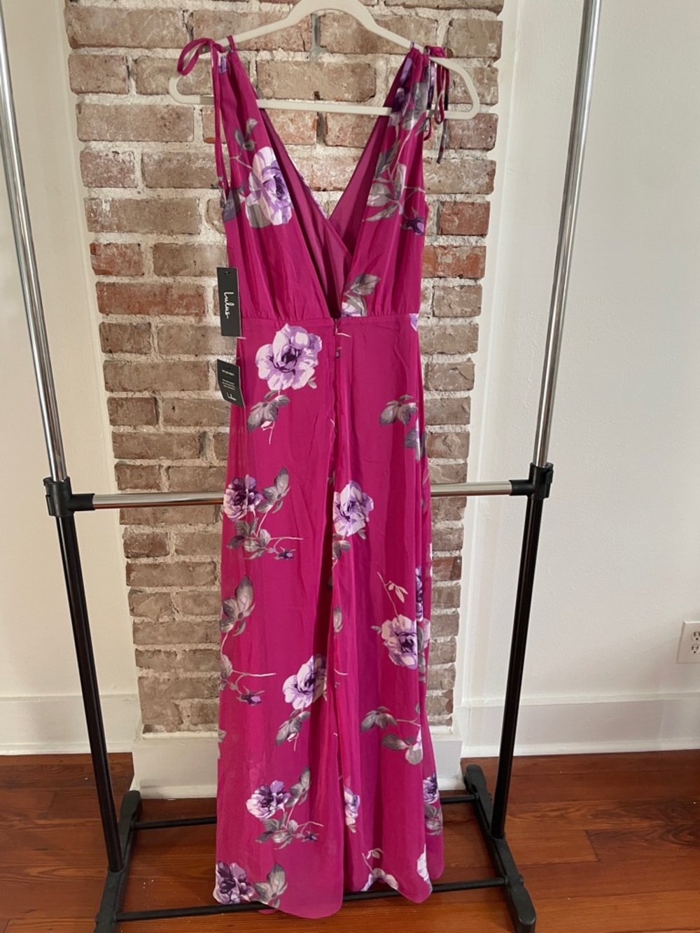 Lulus Romantic Possibilities Magenta Floral Print Maxi Dress Purple - Size S - Picture 3 of 3